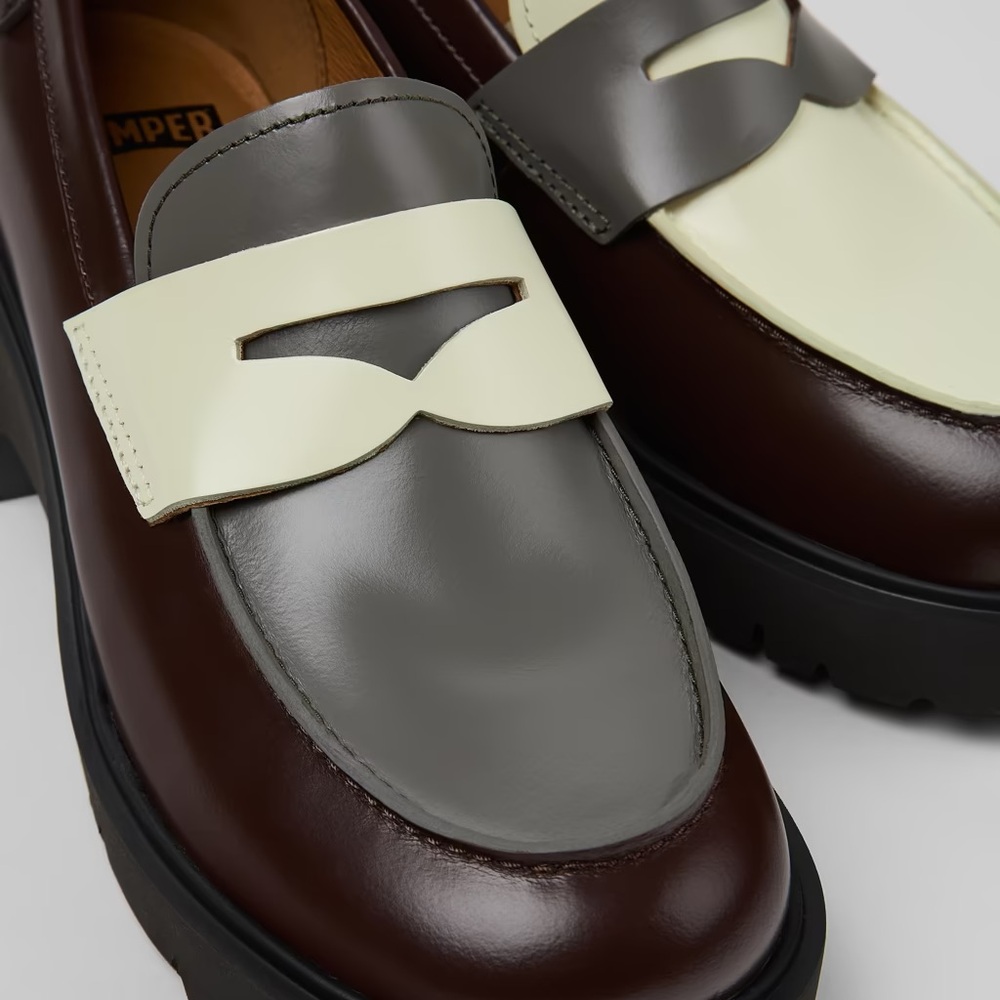 Camper Twins Brown, Gray, and Cream Loafers
